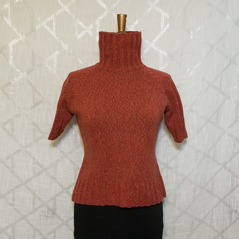 Faconnable Sweater Women's Size XS  Orange Wool Turtleneck Fall Winter